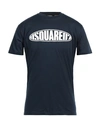 Dsquared2 Crew Neck Surf Board T-shirt With Embossed Logo In Blue