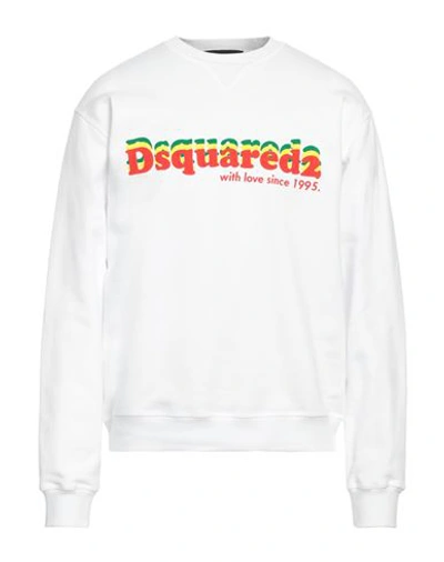 Dsquared2 Man Sweatshirt White Size L Cotton, Elastane