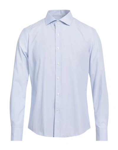 Egon Von Furstenberg Man Shirt Azure Size 16 Cotton In Blue