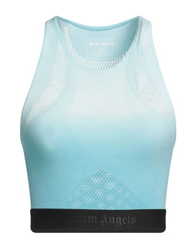 Palm Angels Woman Top Sky Blue Size M/l Polyamide, Elastane, Polyester