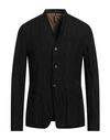 Masnada Man Blazer Black Size 44 Cotton, Linen, Metallic Fiber