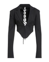 PINKO UNIQUENESS PINKO UNIQUENESS WOMAN BLAZER BLACK SIZE 8 VISCOSE, POLYAMIDE, ELASTANE