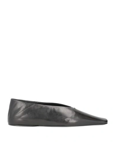 Jil Sander Woman Ballet Flats Black Size 10 Soft Leather