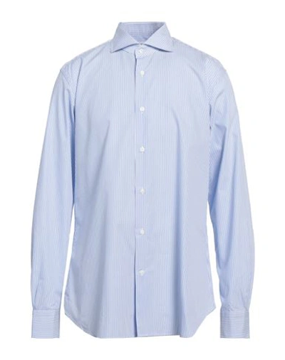 Mazzarelli Man Shirt Azure Size 17 ½ Cotton In Blue