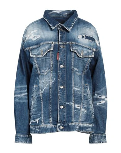 Dsquared2 Woman Denim Outerwear Blue Size 4 Cotton, Elastane