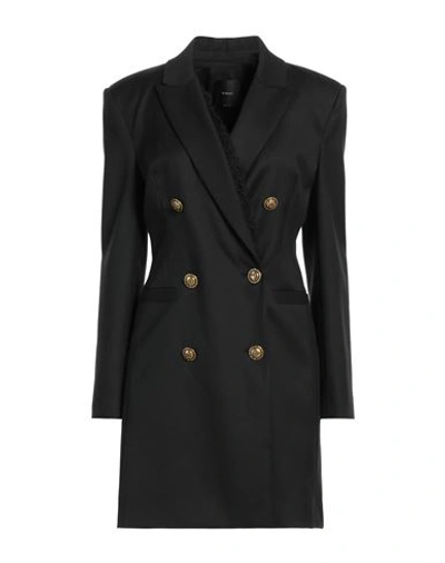 Pinko Woman Overcoat & Trench Coat Black Size 4 Wool, Polyester, Viscose, Elastane, Acrylic