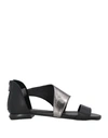 Epoche' Xi Woman Sandals Black Size 7 Soft Leather