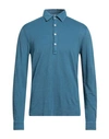 Boglioli Man Polo Shirt Slate Blue Size L Linen