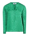 Msgm Woman Top Green Size 6 Acetate, Viscose