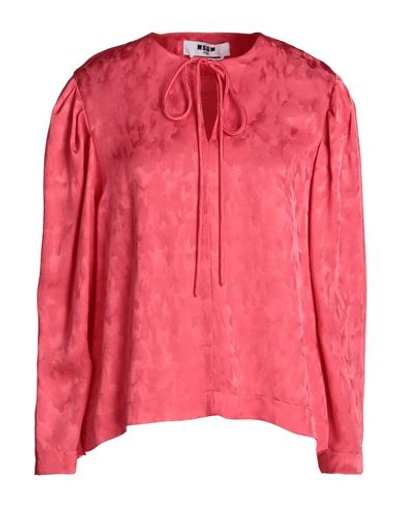 Msgm Woman Top Salmon Pink Size 10 Acetate, Viscose