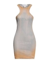 OFF-WHITE OFF-WHITE WOMAN MINI DRESS LIGHT GREY SIZE 4 COTTON, ELASTANE