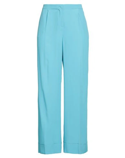 Sfizio Woman Pants Azure Size 14 Acetate, Silk In Blue