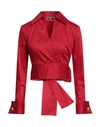Elisabetta Franchi Woman Shirt Brick Red Size 4 Cotton, Elastane