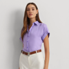 Lauren Petite Relaxed Fit Linen Short-sleeve Shirt In Wild Lavender