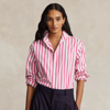 Polo Ralph Lauren Relaxed Fit Striped Cotton Shirt In O Pink/white