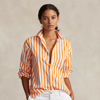 Polo Ralph Lauren Relaxed Fit Striped Cotton Shirt In N Orange/white