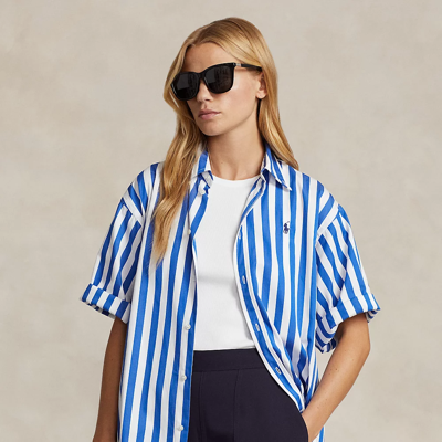 Ralph Lauren Relaxed Fit Striped Cotton Shirt In Blue/white