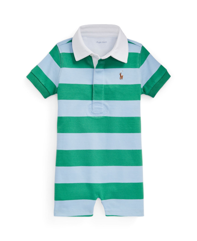 Polo Ralph Lauren Baby Boys Striped Cotton Rugby Shortall In Raft Green,office Blue Multi