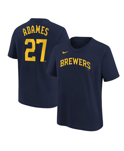 NIKE BIG BOYS NIKE WILLY ADAMES NAVY MILWAUKEE BREWERS PLAYER NAME AND NUMBER T-SHIRT