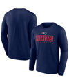 Fanatics Branded Navy New England Patriots Big & Tall Wordmark Long Sleeve T-shirt In Navy