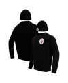PRO STANDARD MEN'S PRO STANDARD BLACK PITTSBURGH STEELERS CREWNECK PULLOVER SWEATER AND CUFFED KNIT HAT BOX GIFT 