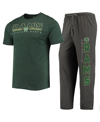 CONCEPTS SPORT MEN'S CONCEPTS SPORT HEATHERED CHARCOAL, GREEN DISTRESSED COLORADO STATE RAMS METER T-SHIRT AND PANT