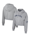 The Wild Collective Women's  Heather Gray Distressed Penn State Nittany Lions Cropped Shimmer Pullove In Heather Gray