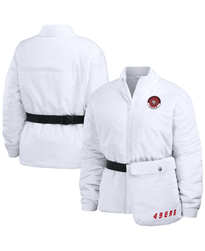 Wear By Erin Andrews Women's  White San Francisco 49ers Packaway Full-zip Puffer Jacket