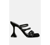 London Rag Face Me Studded Mid Heel Multi Strap Sandals In Black