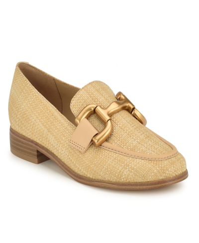 Nine West Women's Lilma Slip-on Round Toe Dress Loafers In Natural Light Natural Woven - Manamde