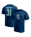 Fanatics Men's  Philipp Grubauer Deep Sea Blue Seattle Kraken Authentic Stack Name And Number T-shirt In Deep Sea Blue