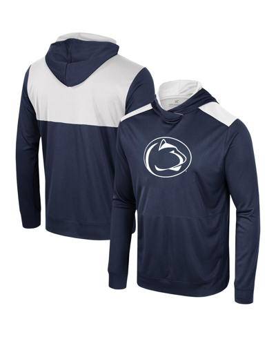 COLOSSEUM MEN'S COLOSSEUM NAVY PENN STATE NITTANY LIONS WARM UP LONG SLEEVE HOODIE T-SHIRT