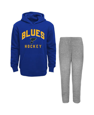 Outerstuff Babies' Toddler Boys Blue, Heather Gray St. Louis Blues Play By Play Pullover Hoodie And Pants Set In Blue,heather Gray