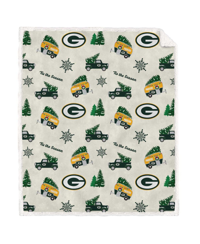 Pegasus Home Fashions Pegasus Green Bay Packers Holiday Truck Repeat 50" X 60" Sherpa Flannel Fleece Blanket In Multi