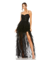 Mac Duggal Women's Ieena Sequin Mini Dress With High Low Ruffle Tiered Train In Black