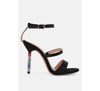 London Rag Lawsuit Rhinestone Ball Heel Satin Sandals In Black