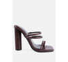 Shop London Rag Women's Dandelion High Block Heeled Croc Sandals In Brown