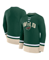 Fanatics Branded Green Minnesota Wild Back Pass Lace-up Long Sleeve T-shirt In Green
