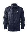 DUNBROOKE MEN'S DUNBROOKE NAVY ATLANTA BRAVES COACH'S RAGLAN FULL-SNAP WINDBREAKER JACKET