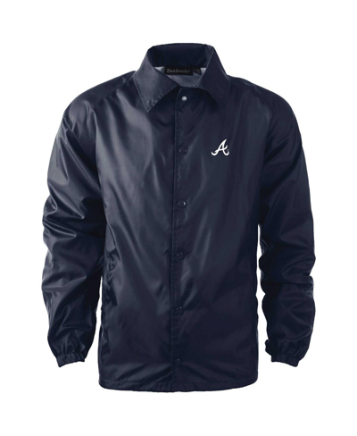 Dunbrooke Men's  Navy Atlanta Braves Coach's Raglan Full-snap Windbreaker Jacket