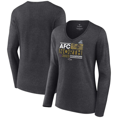 Fanatics Branded  Heather Charcoal Baltimore Ravens 2023 Afc North Division Champions Conquer Long S