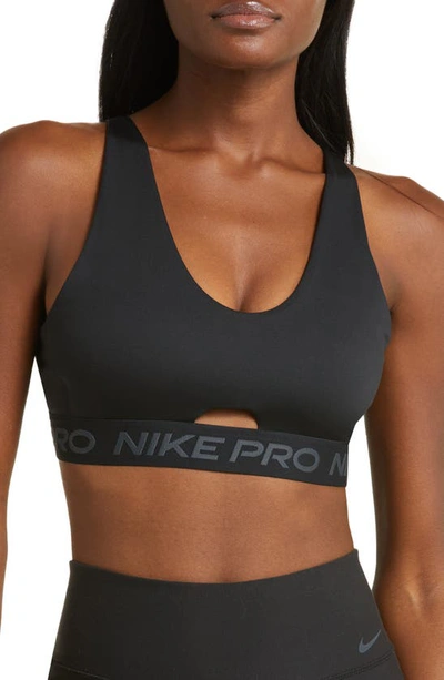 Nike Women's  Pro Indy Plunge Medium-support Padded Sports Bra In Black