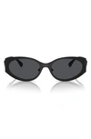 Versace 56mm Oval Sunglasses In Matte Black