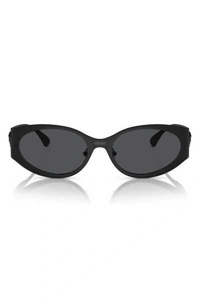 Versace 56mm Oval Sunglasses In Matte Black