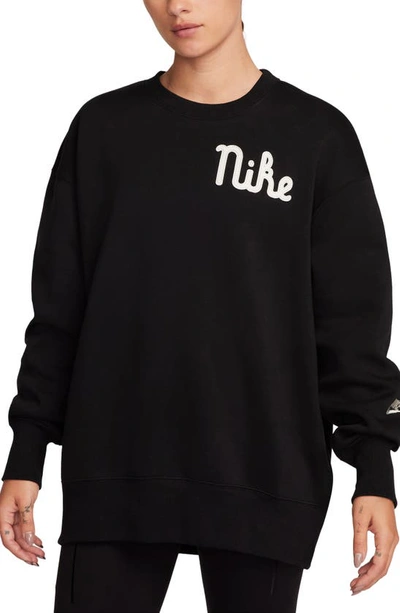 Nike Women's  Sportswear Phoenix Fleece Oversized Crew-neck Sweatshirt In Black
