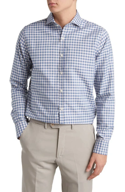 Canali Plaid-check Button-up Shirt In Blue
