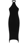 Courrèges Rib-knit Midi Dress With Suspender Detail In Black