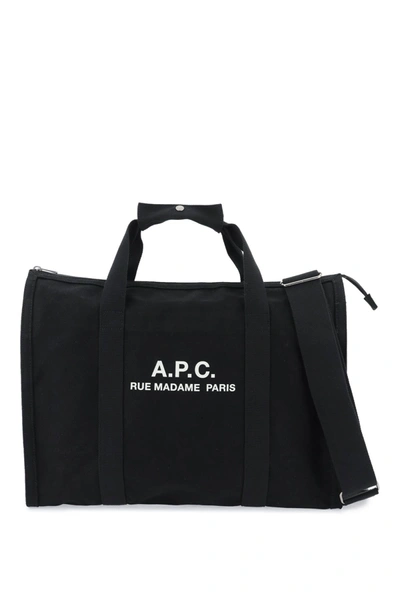 Apc Black Gym Bag With Contrasting Logo Print