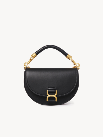 Chloé Marcie Chain Flap Bag In Leather Black Size Onesize 100% Calf-skin Leather, Lambskin