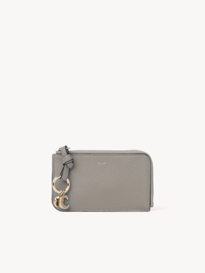 Chloé Alphabet Small Purse With Card Slots & Key Ring Grey Size Onesize 100% Calf-skin Leather In Grey